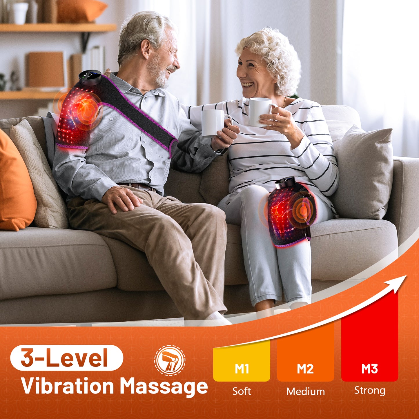 Red Light Therapy Knee Brace with Heat & Vibration Massage, Extension Band, Wireless Rechargeable Controller,660nm&850nm Near Infrared Light Therapy Heated Device Knee/Elbow/Shoulder Pain Relief