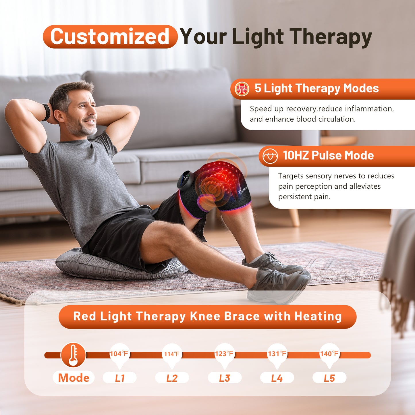Red Light Therapy Knee Brace with Heat & Vibration Massage, Extension Band, Wireless Rechargeable Controller,660nm&850nm Near Infrared Light Therapy Heated Device Knee/Elbow/Shoulder Pain Relief